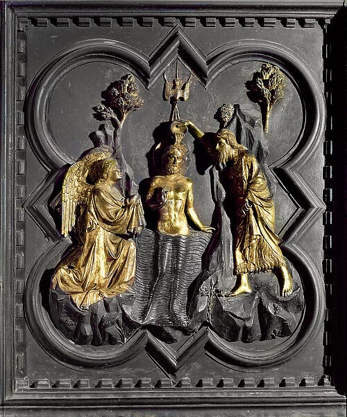 The Baptism of Christ, panel from the south doors of the Baptistry depicting scenes