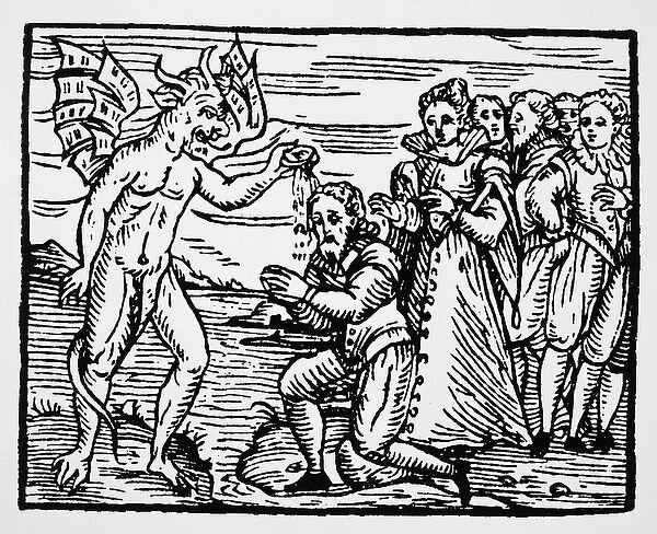 Baptism by the Devil, copy of an illustration from Compendium Maleficarum