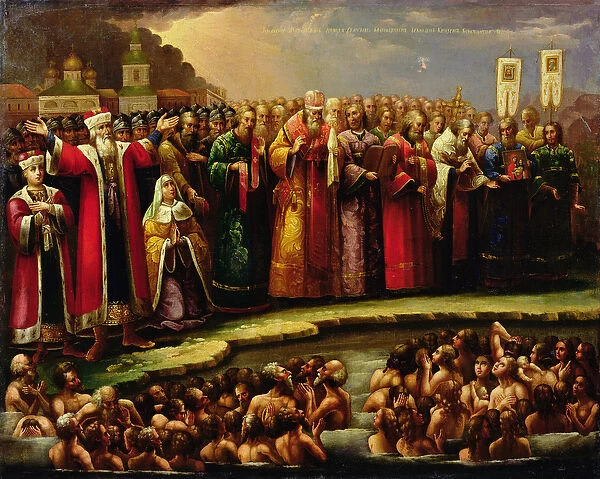 The Baptism of the Murom people by Yaroslav of Murom in 1097 (oil on canvas)