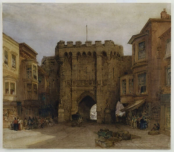The Bar Gate, Southampton, 1888 (w  /  c heightened with gum arabic on oatmeal paper)