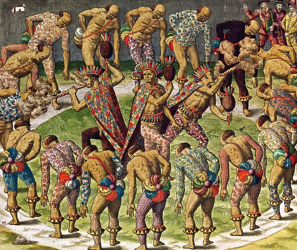 A Barbarian Celebration, from Navigatio in Brasiliam Americae (coloured