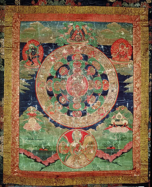 Bardo Mandala, Thangka showing the period between death and reincarnation (gouache
