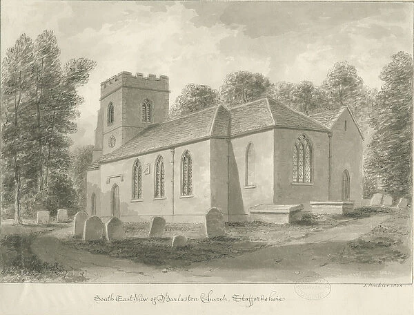 Barlaston Church: sepia drawing, 1844 (drawing)