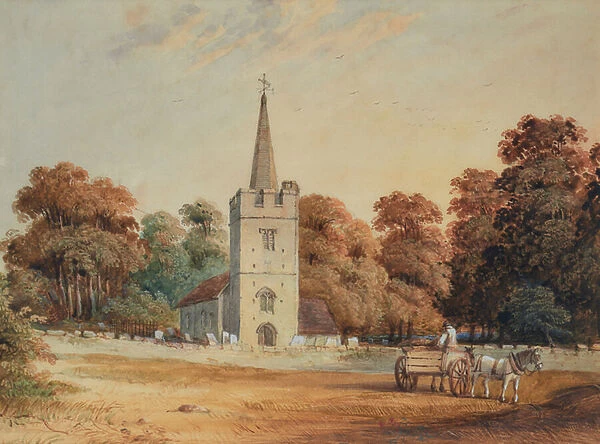 Barming Church, 1800-70 (Watercolour)