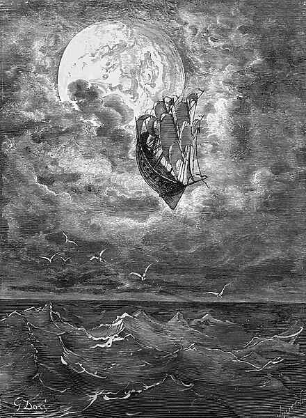 Baron Munchausen: Voyage to the moon, by Dore