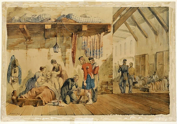 [Barrack] Hospital Scutari, scene with nurses and soldiers of the Highland Regiment