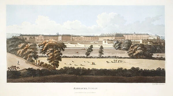 Barracks, Dublin (hand-coloured engraving)