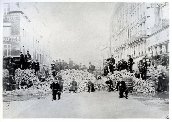 Barricade on Rue de Charonne during the Paris Commune, 18th March 1871 (b  /  w photo)