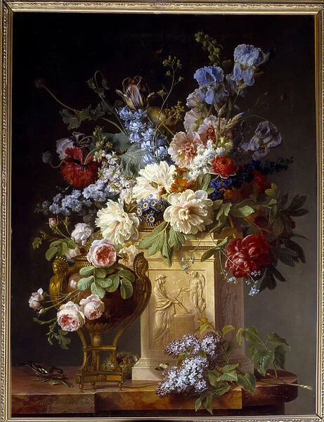 Basket and flower vase. Painting by Gerard De Spaendonck (1746-1822), 1785