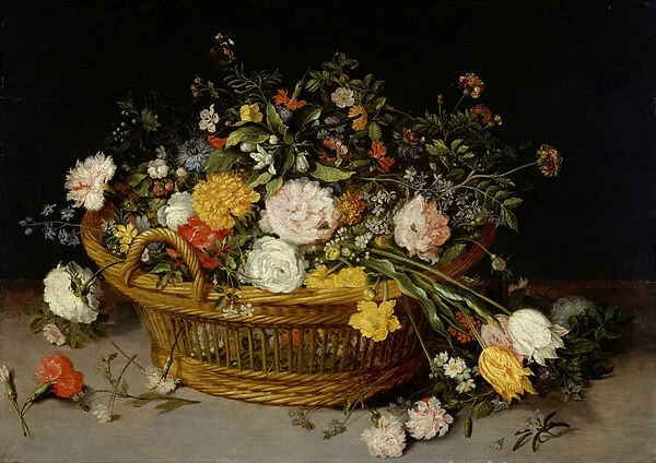 A Basket of Flowers, c. 1625 (oil on wood)