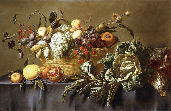 A Basket of Fruit on a Draped Table, c. 1635 (oil on canvas)