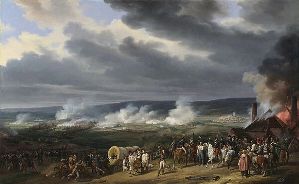 Bataille de Jemappes (Jemmapes) le 6 novembre 1792 entre l Autriche et la France (Victoire des Francais, commandes par le general Charles Francois Dumouriez (1739-1823). Peinture de Emile Jean Horace Vernet (1789-1863), 1821