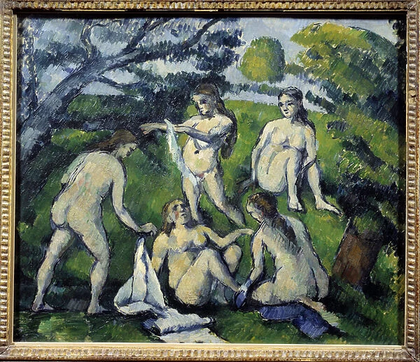 Five Bathers Painting by Paul Cezanne (1839-1906). 1877-1878 Sun. 45. 5x55cm