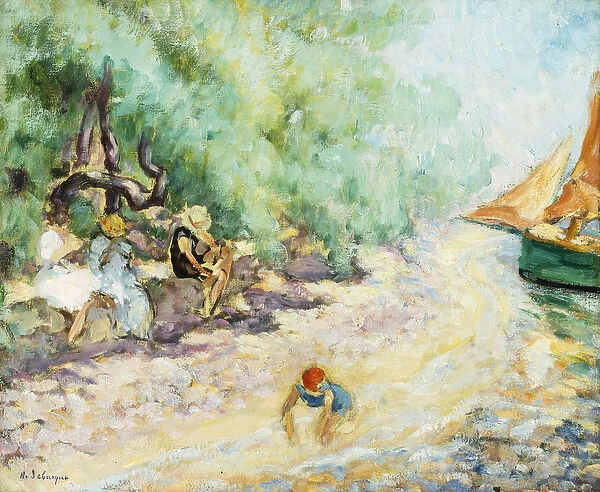Bathers by the Side of a River; Les Baigneuses au Bord de la Riviere, (oil on canvas)