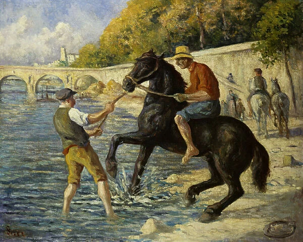 Bathing Horses in the Seine, 1910 (oil on canvas)