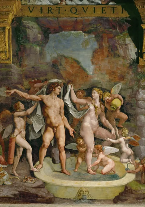 Framed Print : Bathing scene