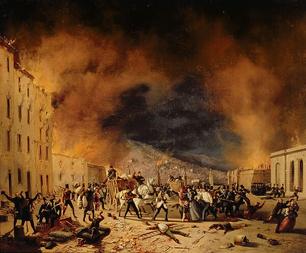The Battle of 31st March in defence of Porta Torrelunga in Brescia (oil on canvas)