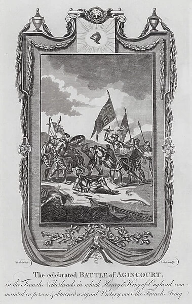 Battle of Agincourt, France, Hundred Years War, 1415 (engraving)