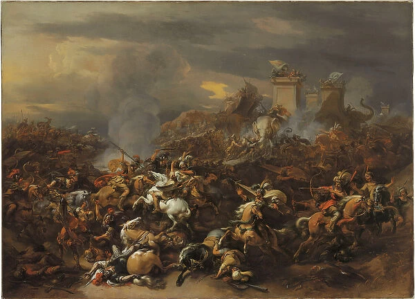 The Battle between Alexander and Porus (oil on canvas)