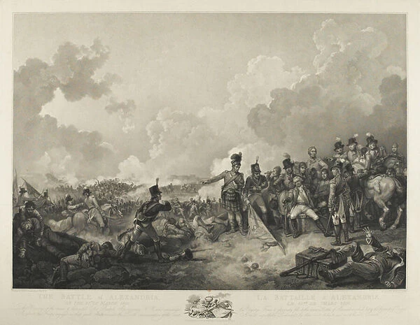The Battle of Alexandria, with General Abercrombie sitting wounded, 21st March 1801