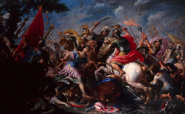 The Battle of the Amazons (oil on canvas)