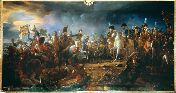 The Battle of Austerlitz on 2  /  12  /  1805: General Rapp presents the flags taken from