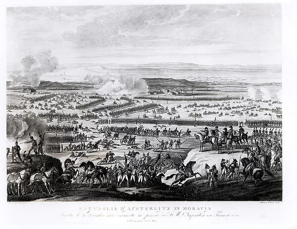 The Battle of Austerlitz in Moravia, 2 December 1805, engraved by Antonio Verico (b