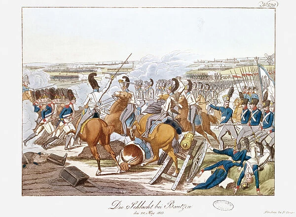 The Battle of Bautzen, 20th May 1813 (coloured engraving)