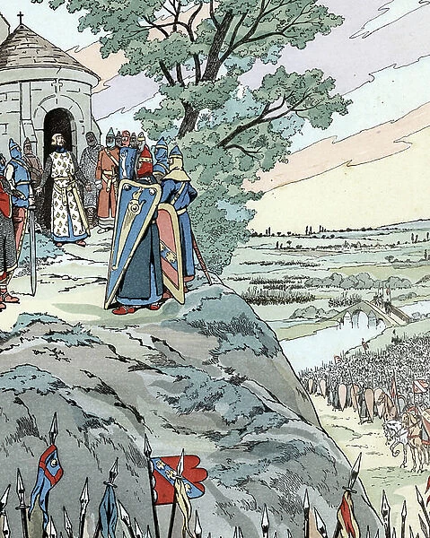 Battle of Bouvines (1214): Philippe Auguste: 'My crown in the bravest and most dignified', 1896 (illustration)