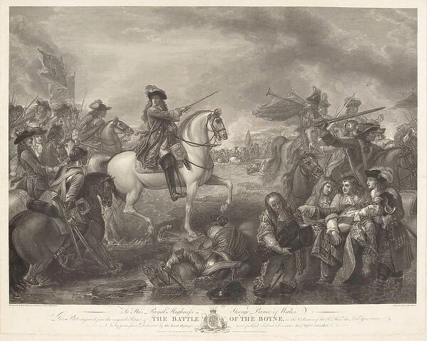 Battle of the Boyne, 1690 (line engraving)