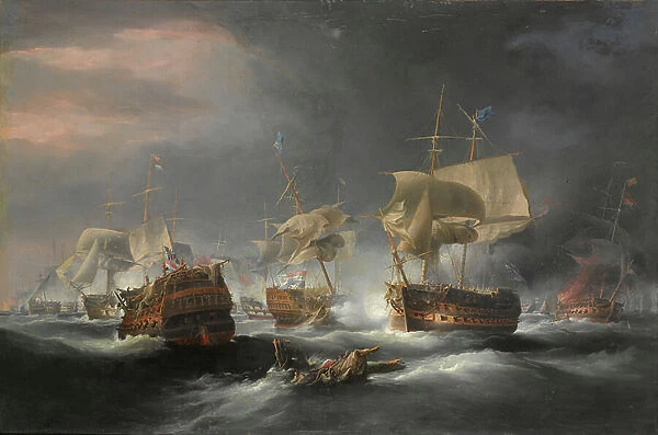 The Battle of Camperdown: Dutch Ships Escaping, 11th October 1797 (oil on canvas)