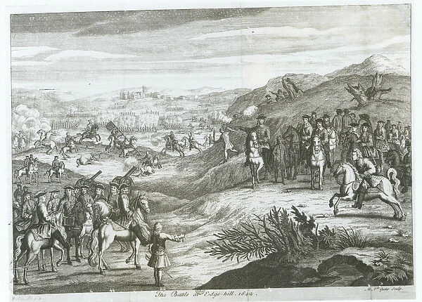 The Battle of Edgehill, 23rd October 1642 (engraving) (b  /  w photo)