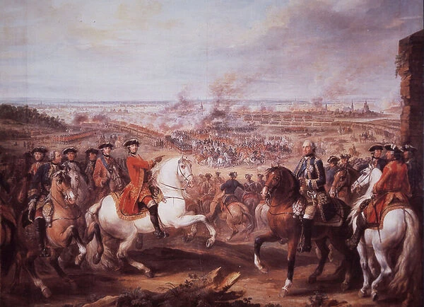 The Battle of Fontenoy (colour litho)