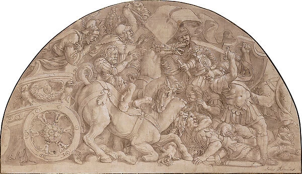 The Battle of the Horatii, (black chalk, pen and brown ink