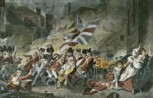 The Battle of Jersey, 1781 (colour litho)