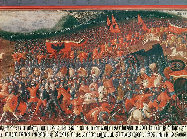 Battle of Kronenberg, Germany in c. 1388 (oil on canvas)
