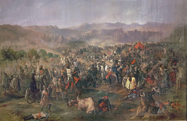 Battle of Las Navas de Tolosa in which the kings of Castile defeat the Almohads in 1212 (oil on canvas)