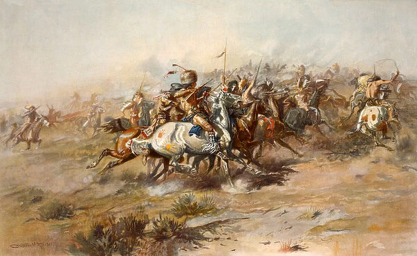 The Battle of Little Bighorn, June 1876, pub. 1905 (colour litho)