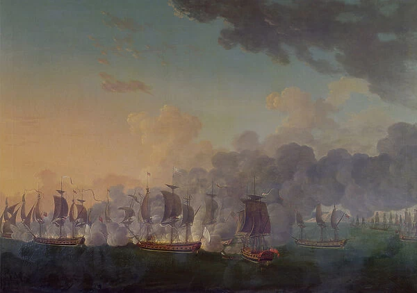 The Battle of Louisbourg on the 21st July 1781 (oil on canvas)