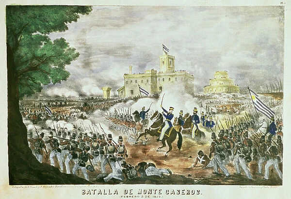 The Battle of Monte Caseros in April 1852, printed by C. Penuti and Alejandro Bernheim (litho)