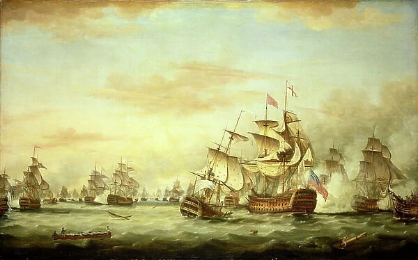 The Battle of the Saints, 12 April 1782, end of the action, 1782 (oil on canvas)