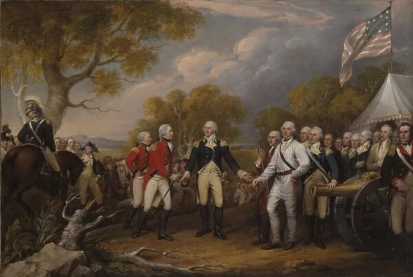 Battle of Saratoga, the British General John Burgoyne surrendering to the American General