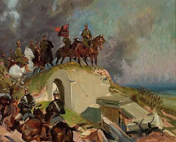 Battle Scene from the First World War, 1917 (oil on canvas)