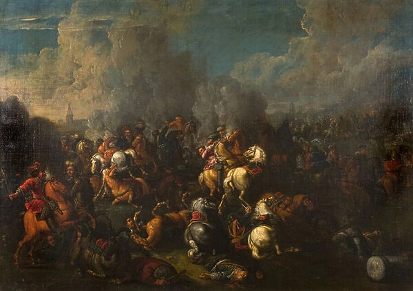 Battle Scene (oil on canvas)
