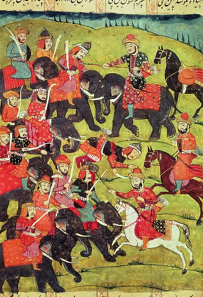 A Battle Scene, from the Shahnama (Book of Kings) by Abu l-Qasim Manur Firdawsi (c