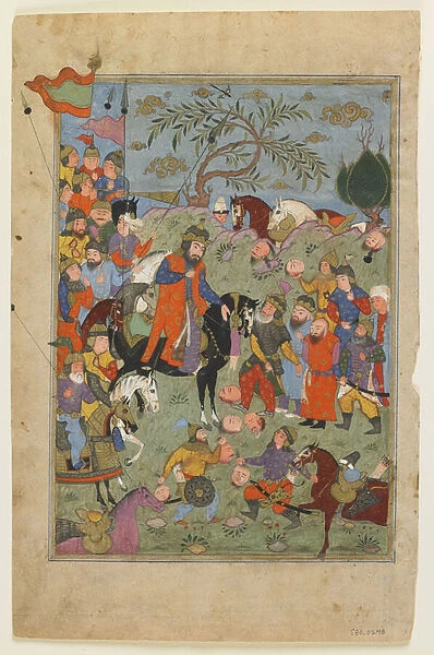 Battle scene from a Shahnama (Book of kings), 1580 (opaque watercolor