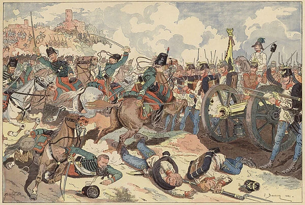 Battle of Solferino, Italy, Second Italian War of Independence, 24 June 1859 (colour litho)