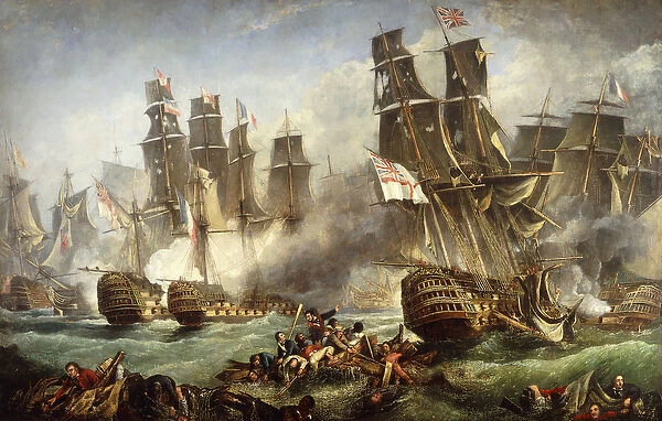The Battle of Trafalgar, (oil on canvas)