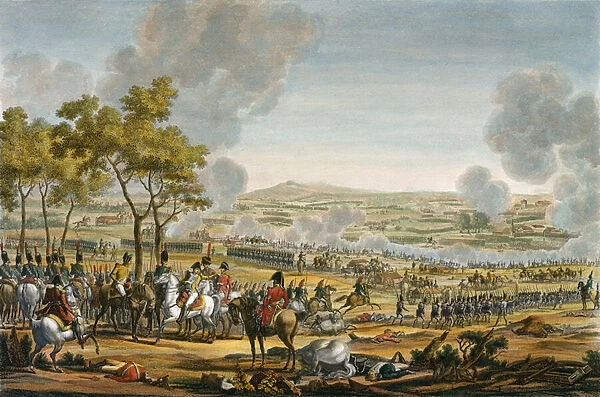 The Battle of Wagram, 7 July 1809, engraved by Louis Francois Mariage (aquatint)