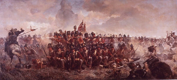 The Battle of Waterloo (colour litho)